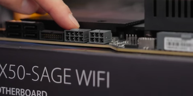 Motherboard showing dual PCIe 8-pin auxiliary power connectors