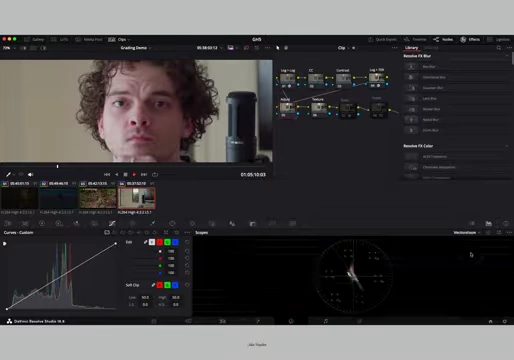Color grading GH5 footage in DaVinci Resolve.