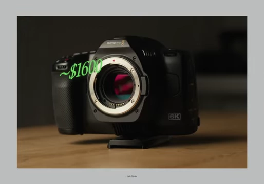 Blackmagic Pocket Cinema Camera 6K Pro with an approximate used market price of $1600.