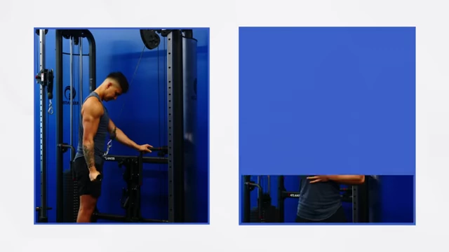 Comparison of tricep pushdowns versus overhead tricep extensions, showing the overhead extension places the tricep long head in a deeper stretch.