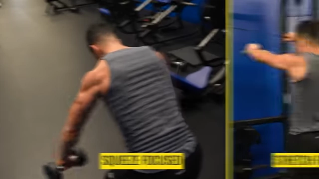Comparison of a squeeze-focused reverse dumbbell fly versus a stretch-focused cable reverse fly, showing both can be effective for rear delt growth.