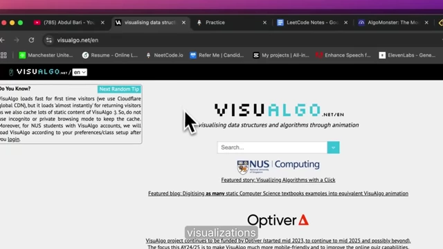 Homepage of visualgo.net