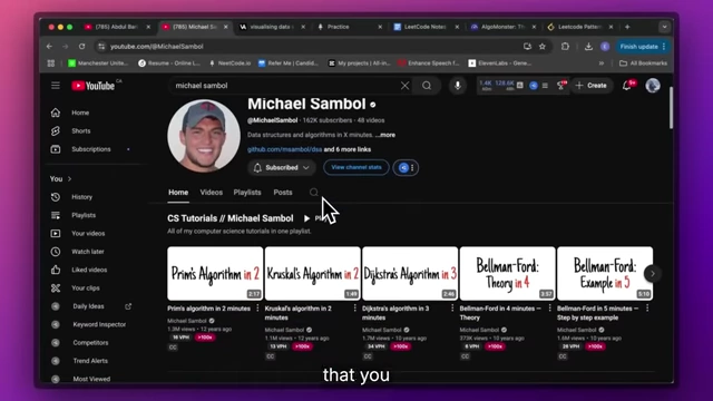 Screenshot of Michael Sambol's YouTube channel