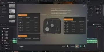 TourBox Console software with on-screen guide activated, showing mapped functions