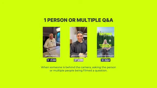 Examples of the '1 Person or Multiple Q&A' video format, featuring questions asked off-camera