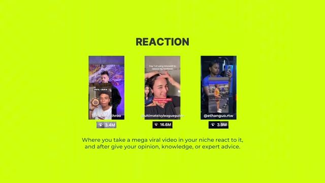 Examples of the 'Reaction' video format, where creators respond to viral content with expert advice