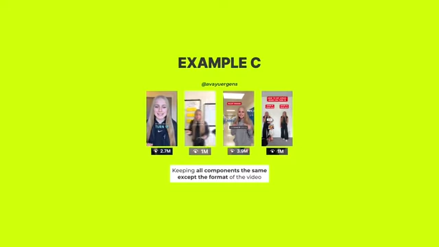 Example C: Doubling down on content by keeping all components the same except for the video format