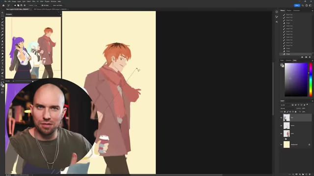 Demonstrating the flexibility of removing an entire character from the composition without loss, as nothing is 'precious' in a no-sketch workflow.
