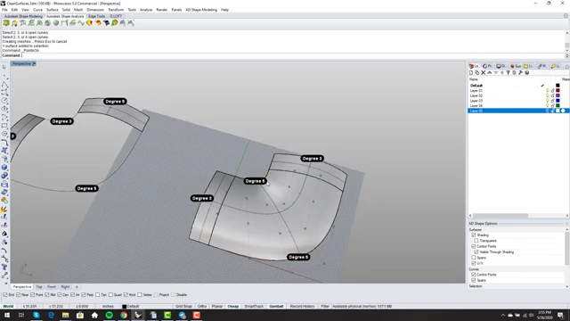 `Surface From Edge Curves` applied to the easy test case, resulting in a clean, single-span surface that accurately follows the input curves.