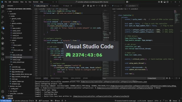 A screenshot of Visual Studio Code showing extensive lines of code, with a timer indicating over 2374 hours of development time