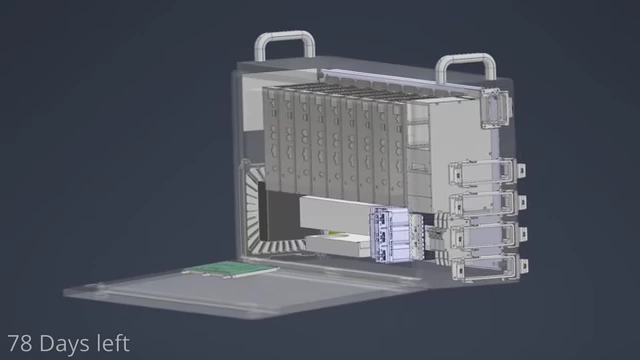 A 3D rendering of the controller enclosure with internal components and a "78 Days left" countdown