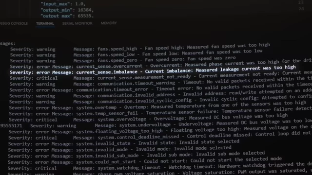 A terminal screenshot displaying a "current_sense_imbalance" error message