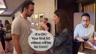 The advice given to a struggling YouTuber: "It's OK! Your first 50 videos will be trash!"