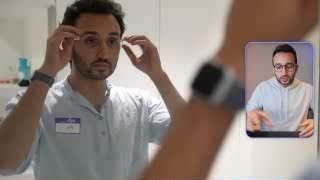 Ali Abdaal brushes his teeth while watching a video, demonstrating a compromise between his "lower self" and "higher self."