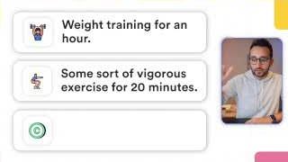 A list outlines A/B/C goals for fitness, showing how to maintain consistency even on challenging days.