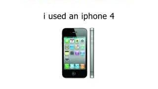 A screenshot of text on a white background stating "i used an iphone 4" next to an image of an iPhone 4, providing context for the creator's early online activity.