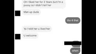 A screenshot of a text message conversation where the sender tells the recipient, "Ya I told her u liked her," confirming the crush incident.