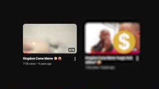 Two YouTube thumbnails, one with "713k views" and another likely with higher views, representing the viral meme clips that boosted the creator's channel.