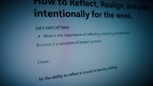 A computer screen displaying a document titled "How to Reflect, Realign, and Plan Intentionally for the Week."