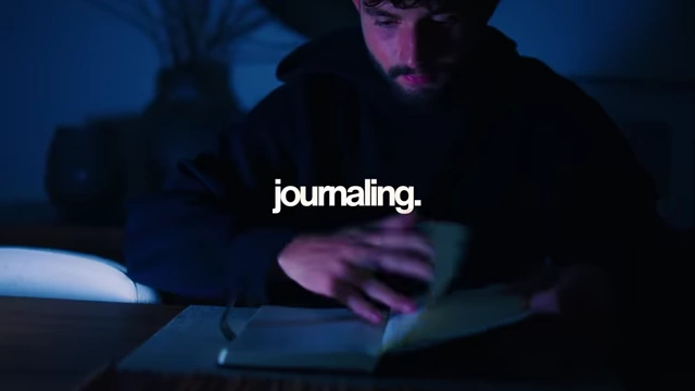 Man journaling in a notebook.