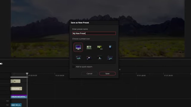 Saving a Custom Export Preset