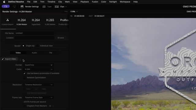 DaVinci Resolve Video Export Settings