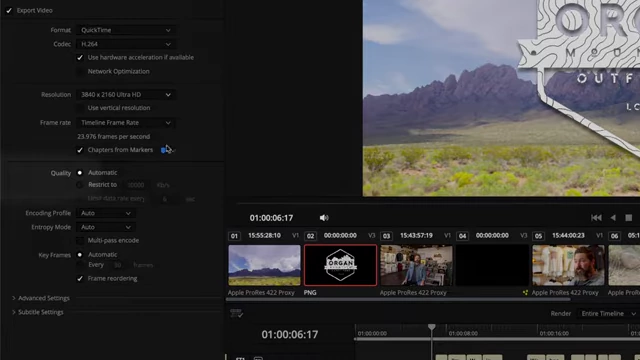 DaVinci Resolve Chapters from Markers and Quality Settings