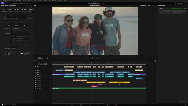 DaVinci Resolve Render Queue with a Job