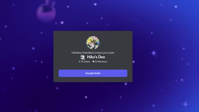 A Discord invite pop-up for "