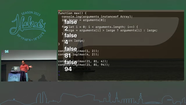 Demonstrating that the 'arguments' object is not a true Array instance