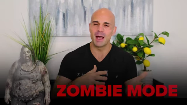 The speaker describing "zombie mode" with an image of a zombie as a visual metaphor