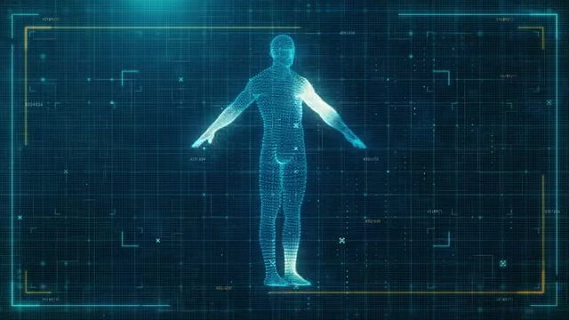 Animated graphic of a human body with glowing areas, representing receptor desensitization