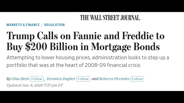 Trump Calls on Fannie and Freddie to Buy $200 Billion in Mortgage Bonds