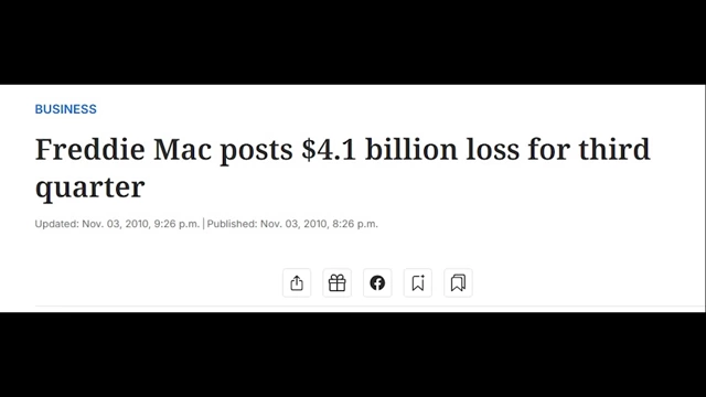 Headline stating "Freddie Mac posts $4.1 billion loss for third quarter."