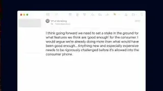 Internal Apple email discussing "good enough" features