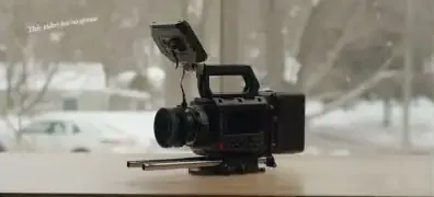 Blackmagic Design PYXIS 12K Cinema Camera with attached monitor and handle