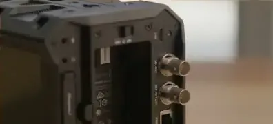 Close-up of the rear ports on the Blackmagic Design PYXIS 12K