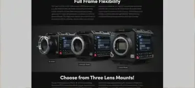 A visual showing three different lens mount options for the camera