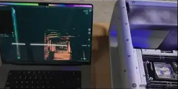3D scan of the case interior shown on a laptop