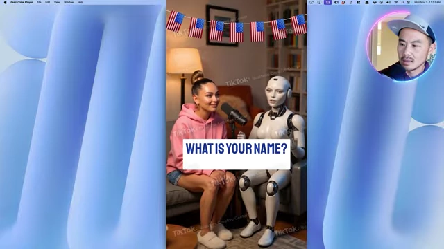 Learna Ad example showing a woman interacting with an AI robot, with Spanish subtitles