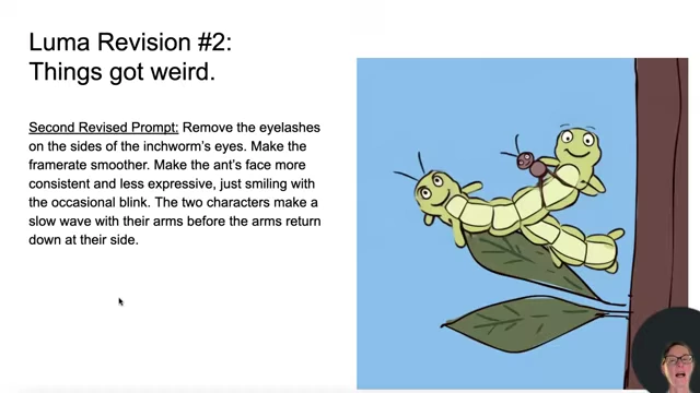 Luma's second revision attempt resulted in distorted and merged characters, showing a degradation in quality.