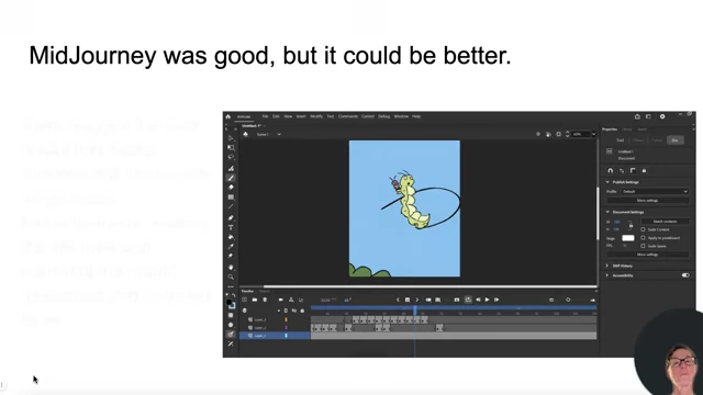 Sean Campbell manually editing the AI-generated animation in Adobe Animate, showing the process of refining frames and correcting AI mistakes.