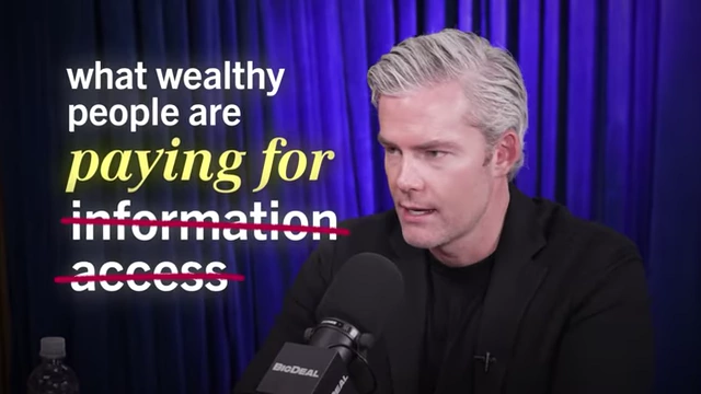 Text overlay: "What wealthy people are paying for is not information, access. It's confidence. Confidence is currency."