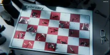 Calendar with squares and foil bits