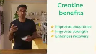 A list of creatine benefits including improved endurance, strength, and enhanced recovery.
