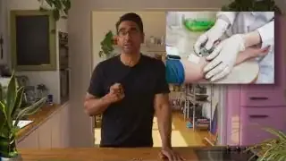 A visual representation of a blood test being performed.