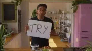 A 'TRY' sign, recommending protein powders as a supplement to whole foods.