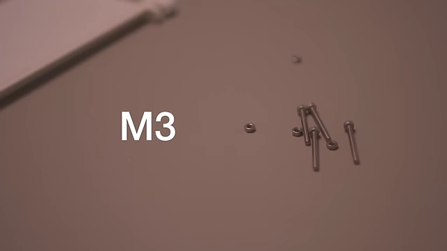 M3 screws and bolts laid out for assembly