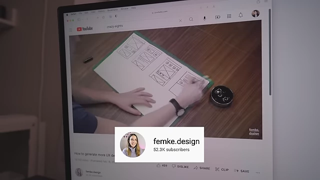 Screenshot of a YouTube video explaining the "Crazy Eights" UX design method