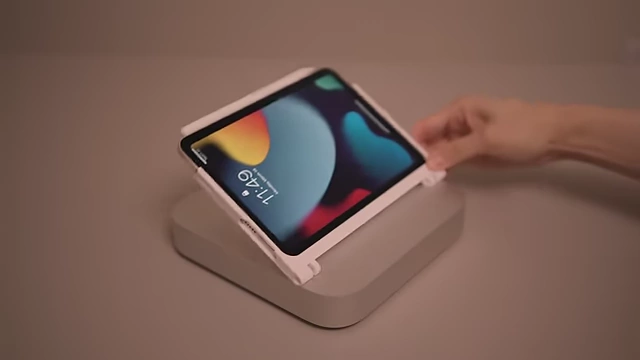 The iPad Mini screen hinged forward, facing upwards when closed